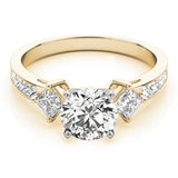 Brilliant Cluster Sides Princess Diamond Engagement Ring — 9K/18K Gold & Platinum