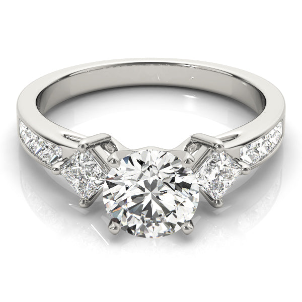 Brilliant Cluster Sides Princess Diamond Engagement Ring — 9K/18K Gold & Platinum