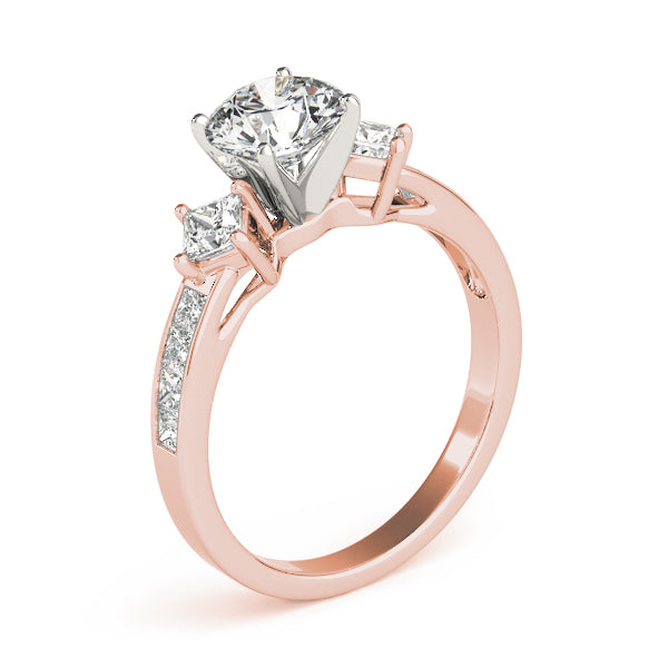 Brilliant Cluster Sides Princess Diamond Engagement Ring — 9K/18K Gold & Platinum