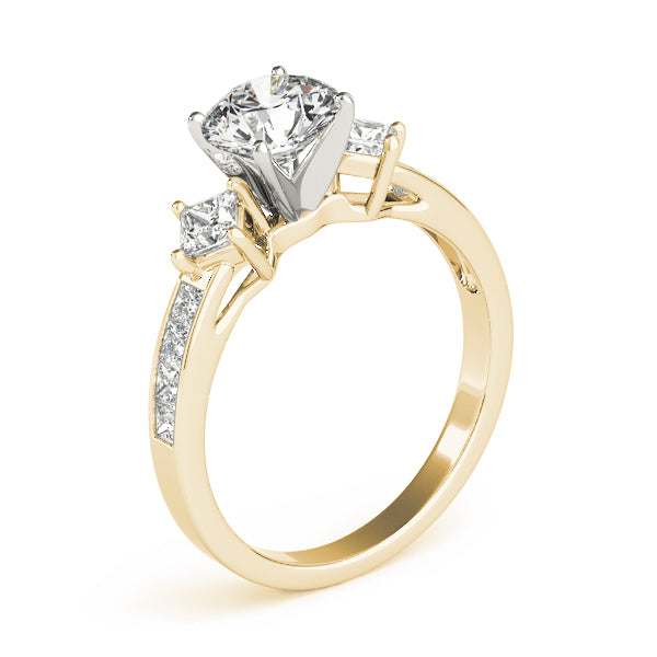 Brilliant Cluster Sides Princess Diamond Engagement Ring — 9K/18K Gold & Platinum