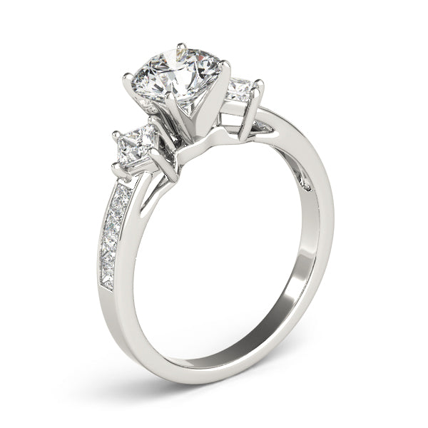 Brilliant Cluster Sides Princess Diamond Engagement Ring — 9K/18K Gold & Platinum