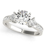 Brilliant Cluster Sides Princess Diamond Engagement Ring — 9K/18K Gold & Platinum