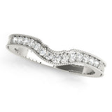 Prong in Channel Milgrain Curved Half Eternity Ring in Gold & Platinum