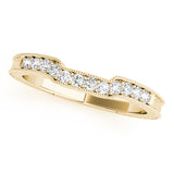 Antique Style Filigree Mailgrain Curved Half Eternity Ring