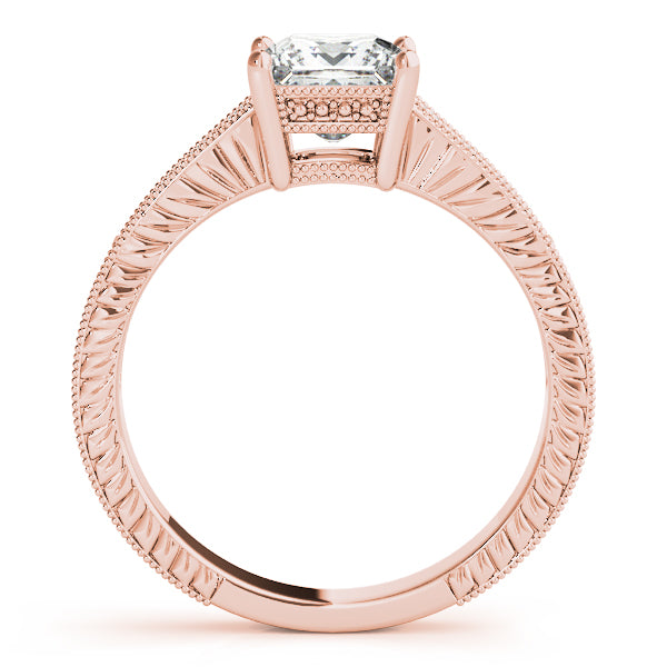 Crowned Antique Princess Diamond Engagement Ring — 9K/18K Gold & Platinum
