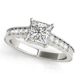 Crowned Antique Princess Diamond Engagement Ring — 9K/18K Gold & Platinum