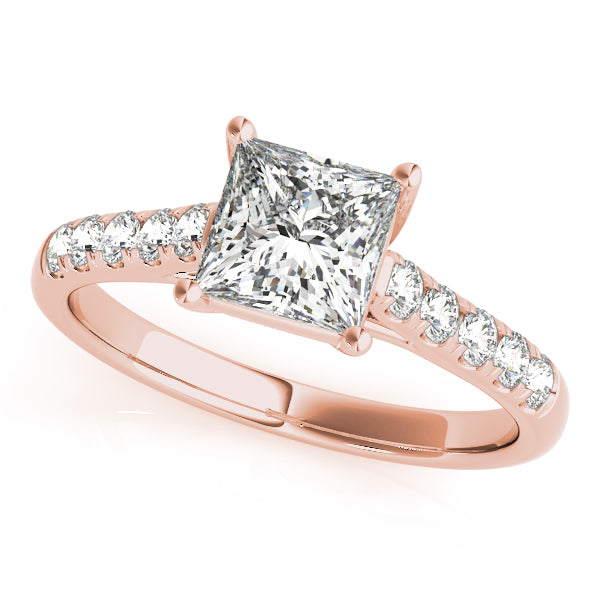 Graceful Trellis Princess Diamond Engagement Ring — 9K/18K Gold & Platinum