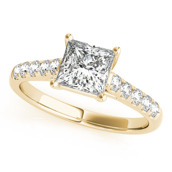Graceful Trellis Princess Diamond Engagement Ring — 9K/18K Gold & Platinum