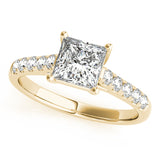 Graceful Trellis Princess Diamond Engagement Ring — 9K/18K Gold & Platinum