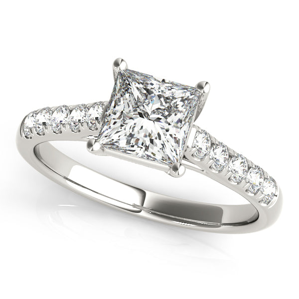 Graceful Trellis Princess Diamond Engagement Ring — 9K/18K Gold & Platinum