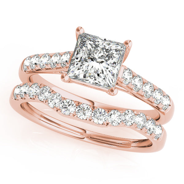 Graceful Trellis Princess Diamond Engagement Ring — 9K/18K Gold & Platinum
