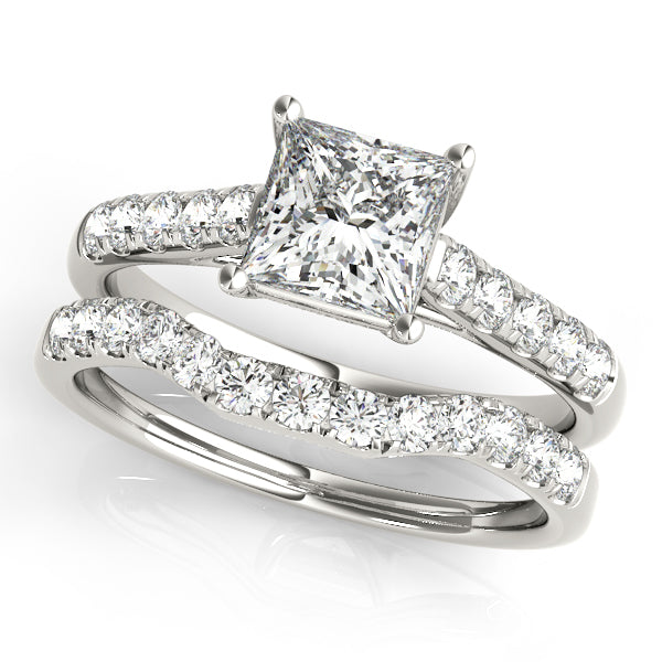 Graceful Trellis Princess Diamond Engagement Ring — 9K/18K Gold & Platinum