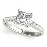 Graceful Trellis Princess Diamond Engagement Ring — 9K/18K Gold & Platinum