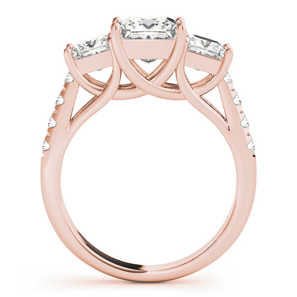Classic Three-Stone Princess Diamond Engagement Ring — 9K/18K Gold & Platinum
