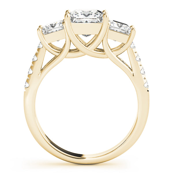 Classic Three-Stone Princess Diamond Engagement Ring — 9K/18K Gold & Platinum