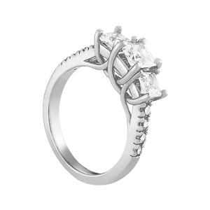 Classic Three-Stone Princess Diamond Engagement Ring — 9K/18K Gold & Platinum