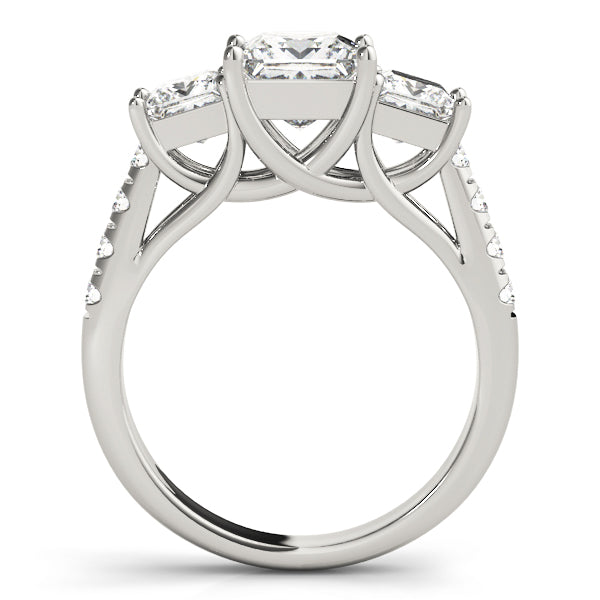 Classic Three-Stone Princess Diamond Engagement Ring — 9K/18K Gold & Platinum