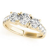 Elegant Three-Stone Ring Round Diamond Engagement Ring — 9K/18K Gold & Platinum