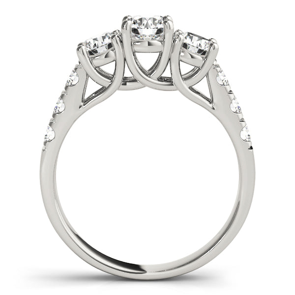 Elegant Three-Stone Ring Round Diamond Engagement Ring — 9K/18K Gold & Platinum