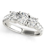 Elegant Three-Stone Ring Round Diamond Engagement Ring — 9K/18K Gold & Platinum