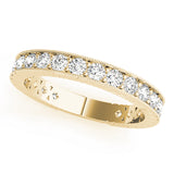 Prong in Channel Milgrain Half Eternity Ring in Gold & Platinum