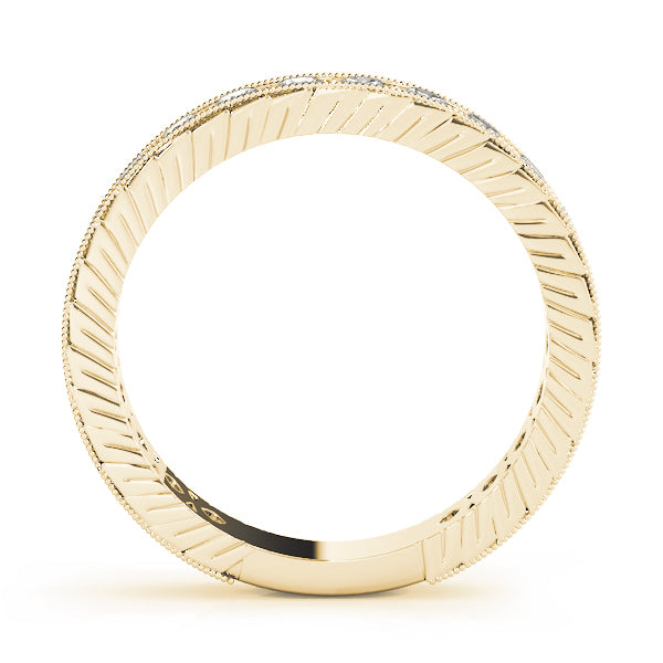 Prong in Channel Milgrain Half Eternity Ring in Gold & Platinum