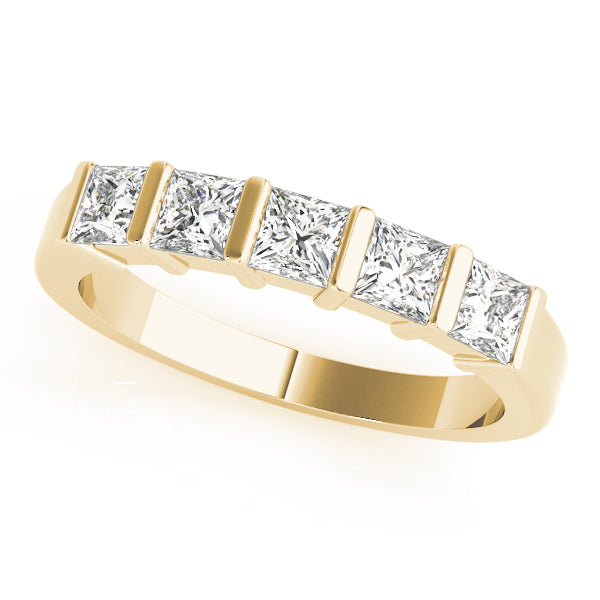 Fancy Princess Half Eternity Ring in Gold & Platinum