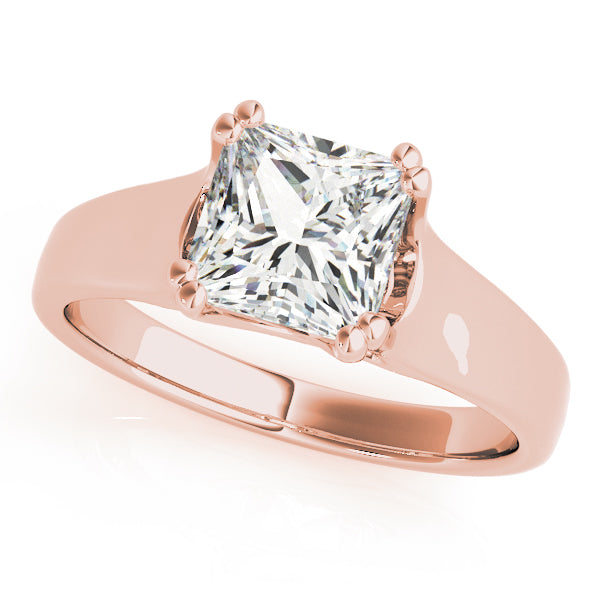 Refined Trellis Princess Diamond Engagement Ring — 9K/18K Gold & Platinum