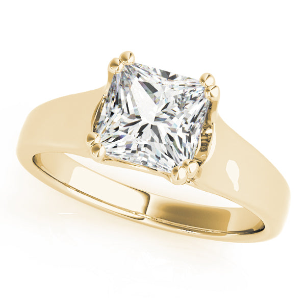 Refined Trellis Princess Diamond Engagement Ring — 9K/18K Gold & Platinum