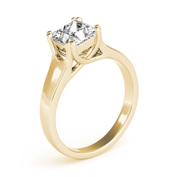 Refined Trellis Princess Diamond Engagement Ring — 9K/18K Gold & Platinum