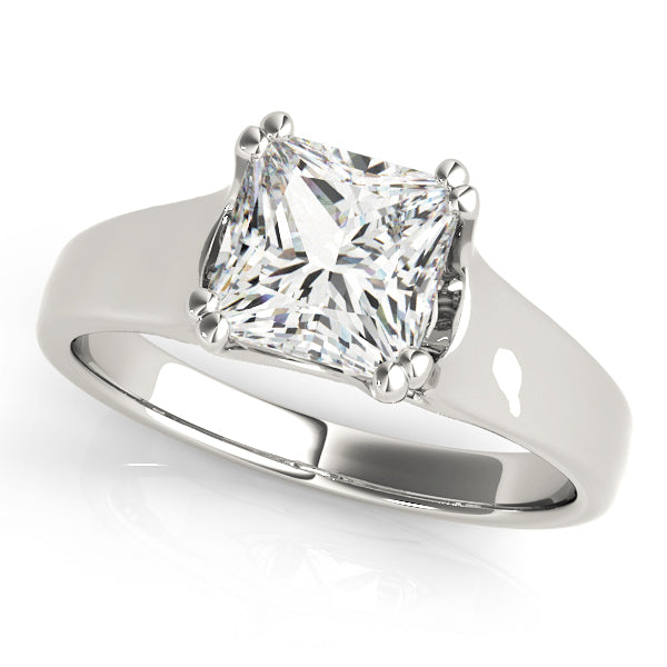 Refined Trellis Princess Diamond Engagement Ring — 9K/18K Gold & Platinum