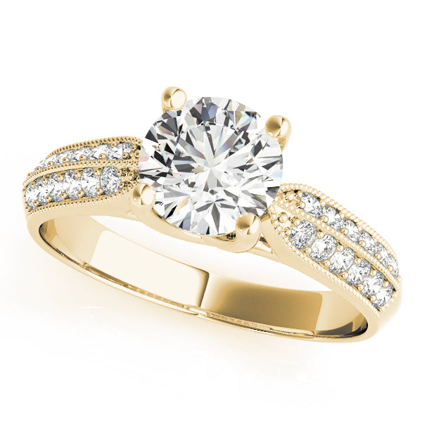 Signature Trellis Round Diamond Engagement Ring — 9K/18K Gold & Platinum