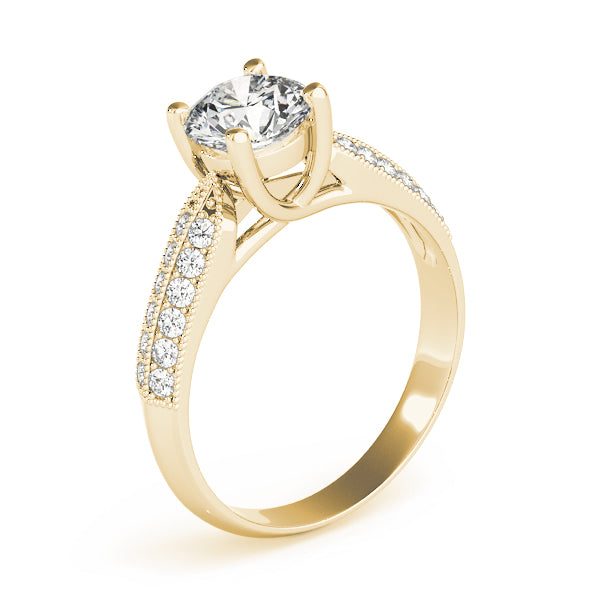 Signature Trellis Round Diamond Engagement Ring — 9K/18K Gold & Platinum