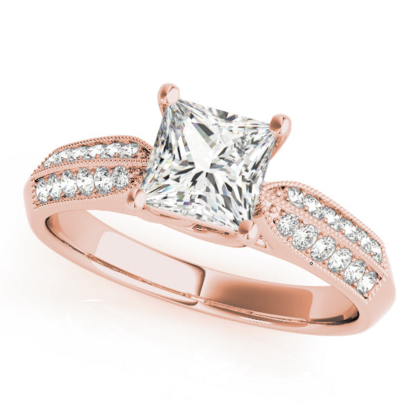 Artisan Trellis Princess Diamond Engagement Ring — 9K/18K Gold & Platinum
