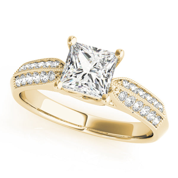 Artisan Trellis Princess Diamond Engagement Ring — 9K/18K Gold & Platinum