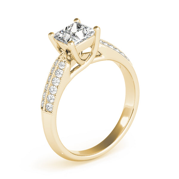 Artisan Trellis Princess Diamond Engagement Ring — 9K/18K Gold & Platinum