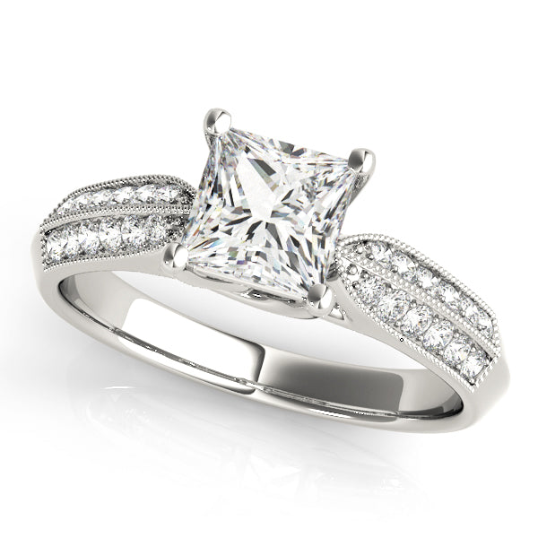 Artisan Trellis Princess Diamond Engagement Ring — 9K/18K Gold & Platinum