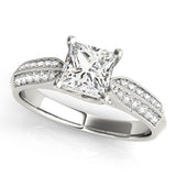 Artisan Trellis Princess Diamond Engagement Ring — 9K/18K Gold & Platinum