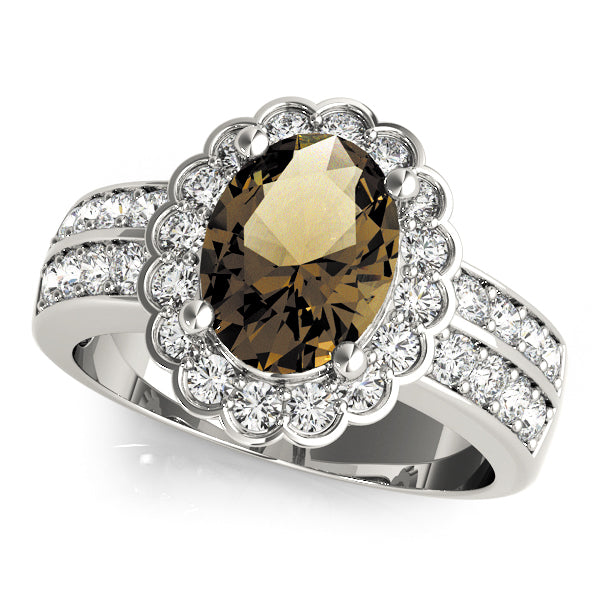 Exquisite Color Rings Oval Diamond Engagement Ring — 9K/18K Gold & Platinum