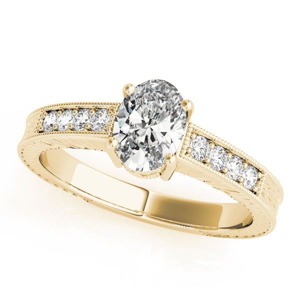 Regal Prong-Set Oval Diamond Engagement Ring — 9K/18K Gold & Platinum
