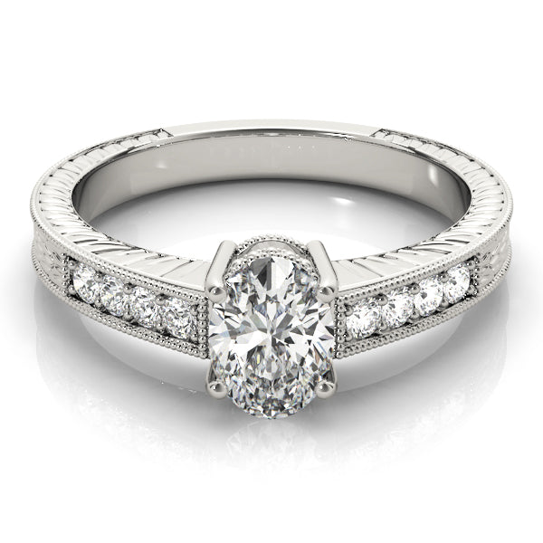 Regal Prong-Set Oval Diamond Engagement Ring — 9K/18K Gold & Platinum