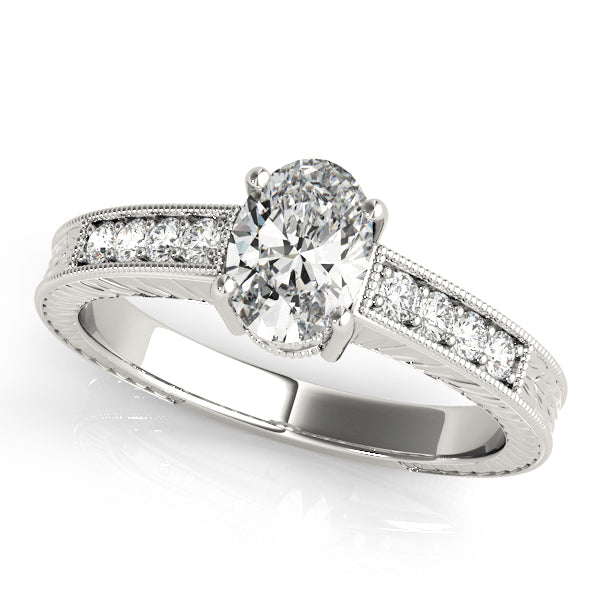 Regal Prong-Set Oval Diamond Engagement Ring — 9K/18K Gold & Platinum