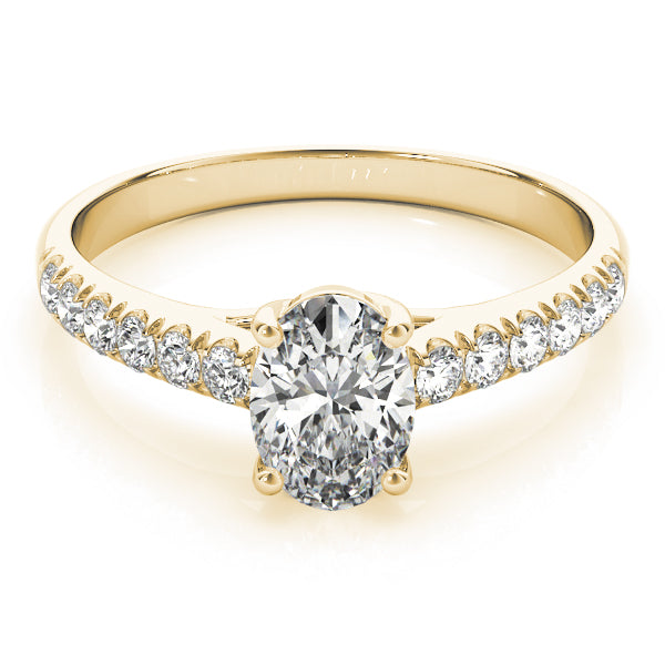 Radiant Trellis Oval Diamond Engagement Ring — 9K/18K Gold & Platinum