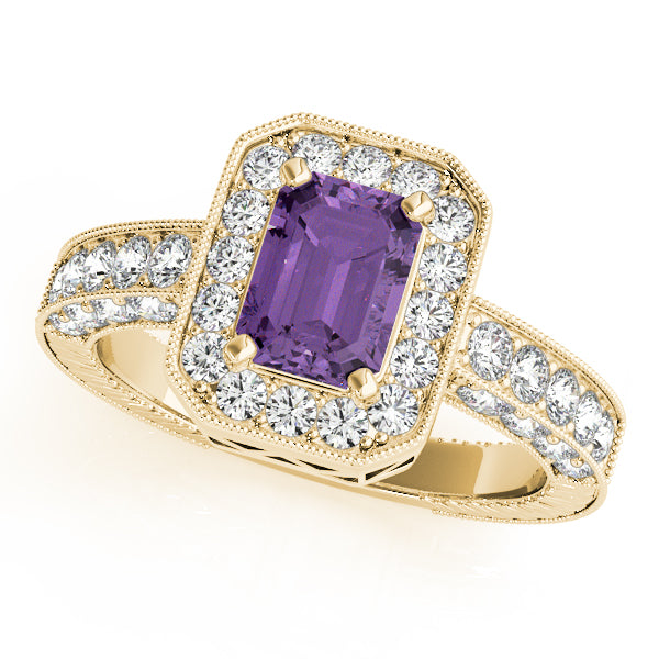 Brilliant Color Rings Emerald Diamond Engagement Ring — 9K/18K Gold & Platinum
