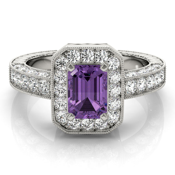 Brilliant Color Rings Emerald Diamond Engagement Ring — 9K/18K Gold & Platinum