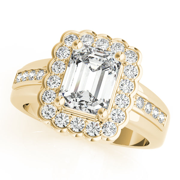 Sculpted Color Rings Emerald Diamond Engagement Ring — 9K/18K Gold & Platinum