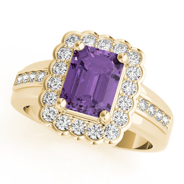 Sculpted Color Rings Emerald Diamond Engagement Ring — 9K/18K Gold & Platinum