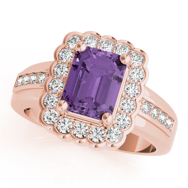 Sculpted Color Rings Emerald Diamond Engagement Ring — 9K/18K Gold & Platinum