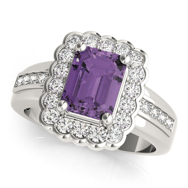 Sculpted Color Rings Emerald Diamond Engagement Ring — 9K/18K Gold & Platinum