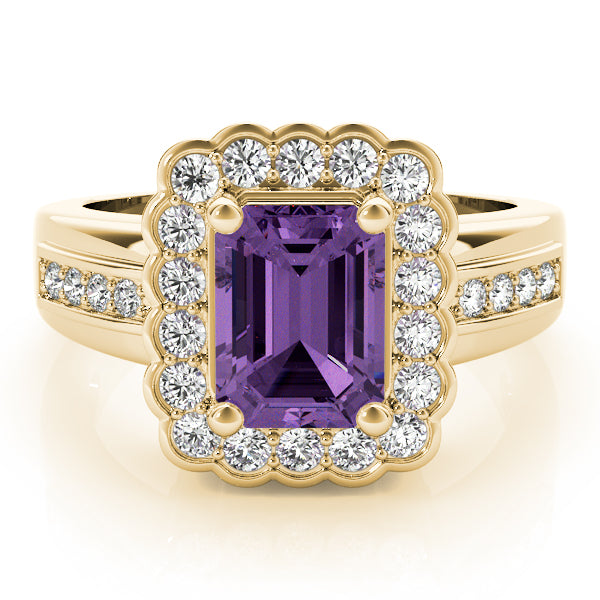 Sculpted Color Rings Emerald Diamond Engagement Ring — 9K/18K Gold & Platinum